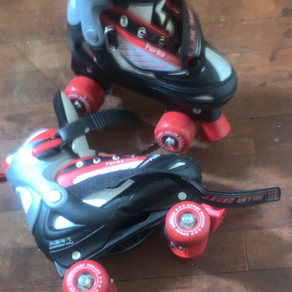 Red and Black Adjustable Kids Roller Skates